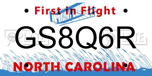 GS8Q6R North Carolina License Plate