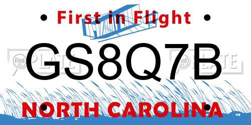 GS8Q7B North Carolina License Plate