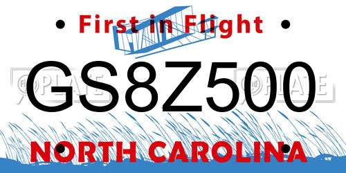 GS8Z500 North Carolina License Plate