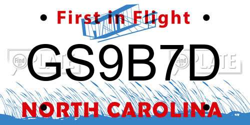 GS9B7D North Carolina License Plate