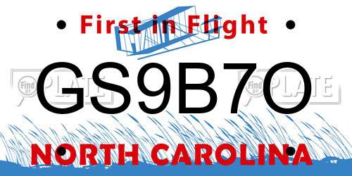 GS9B7O North Carolina License Plate