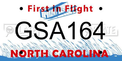 GSA164 North Carolina License Plate