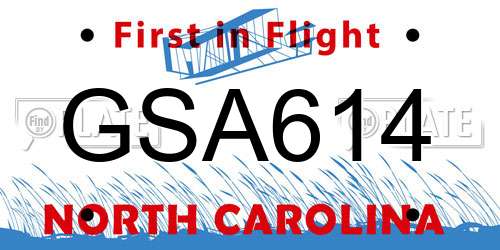GSA614 North Carolina License Plate
