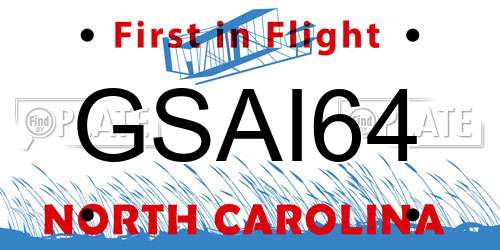 GSAI64 North Carolina License Plate
