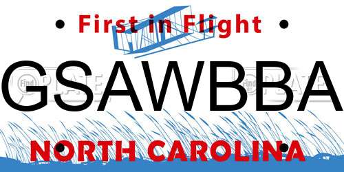 GSAWBBA North Carolina License Plate