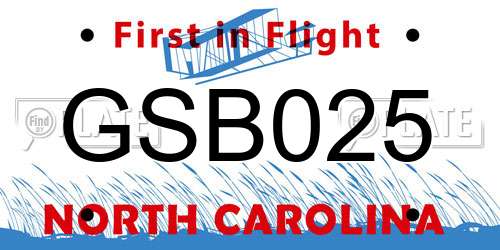 GSB025 North Carolina License Plate