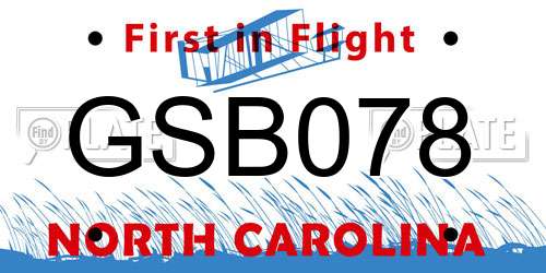 GSB078 North Carolina License Plate