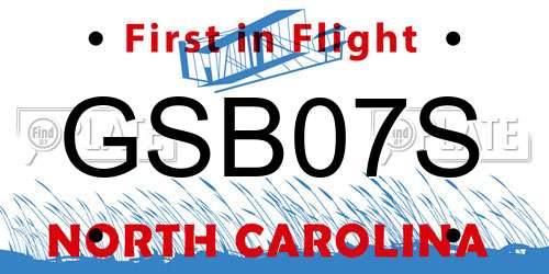 GSB07S North Carolina License Plate