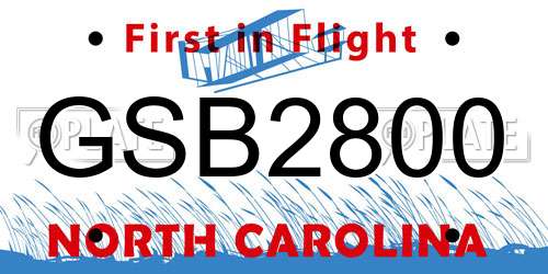 GSB2800 North Carolina License Plate