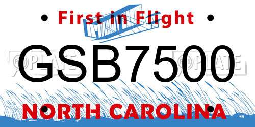 GSB7500 North Carolina License Plate