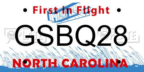 GSBQ28 North Carolina License Plate