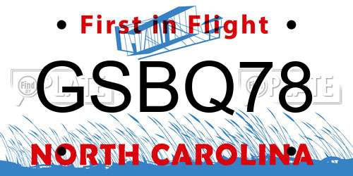 GSBQ78 North Carolina License Plate