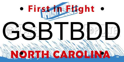 GSBTBDD North Carolina License Plate