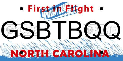 GSBTBQQ North Carolina License Plate