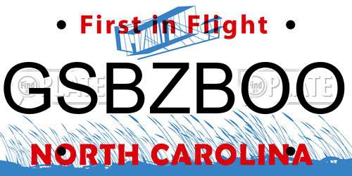 GSBZBOO North Carolina License Plate