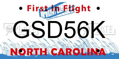GSD56K North Carolina License Plate