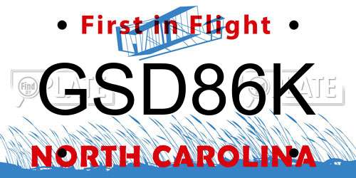 GSD86K North Carolina License Plate