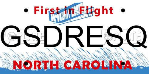 GSDRESQ North Carolina License Plate