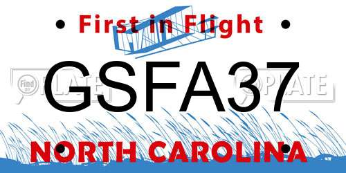 GSFA37 North Carolina License Plate
