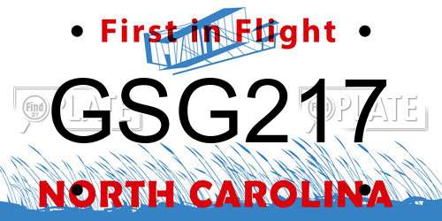 GSG217 North Carolina License Plate
