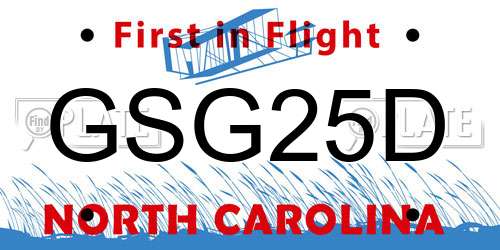 GSG25D North Carolina License Plate
