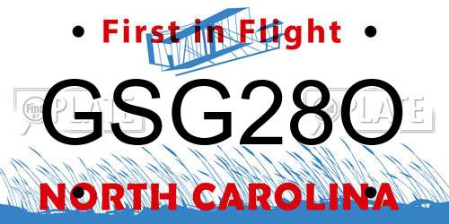 GSG28O North Carolina License Plate