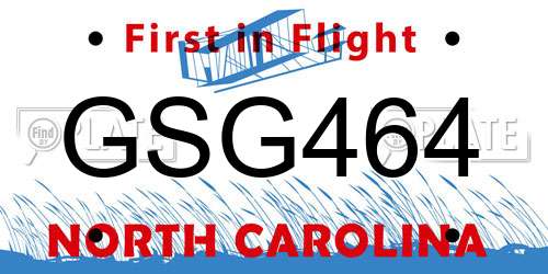 GSG464 North Carolina License Plate