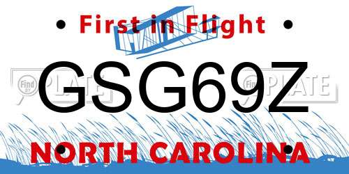 GSG69Z North Carolina License Plate