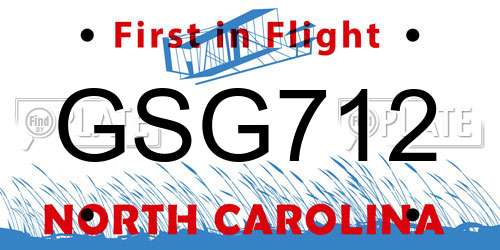 GSG712 North Carolina License Plate