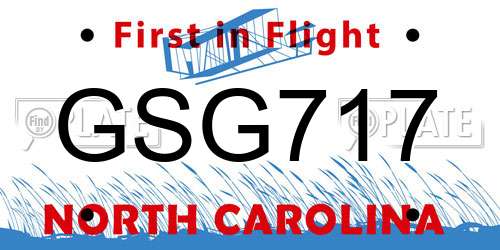 GSG717 North Carolina License Plate