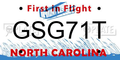 GSG71T North Carolina License Plate
