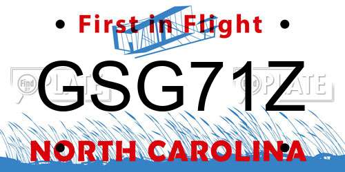 GSG71Z North Carolina License Plate
