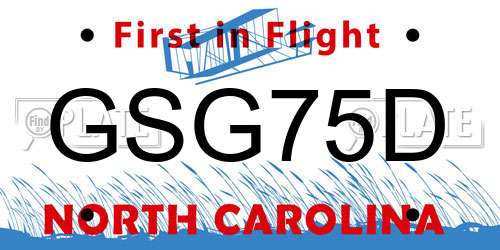 GSG75D North Carolina License Plate