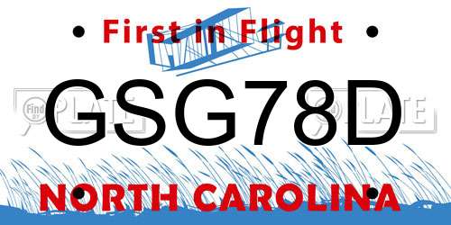 GSG78D North Carolina License Plate