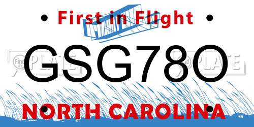 GSG78O North Carolina License Plate