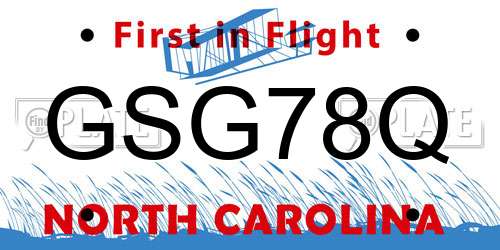 GSG78Q North Carolina License Plate