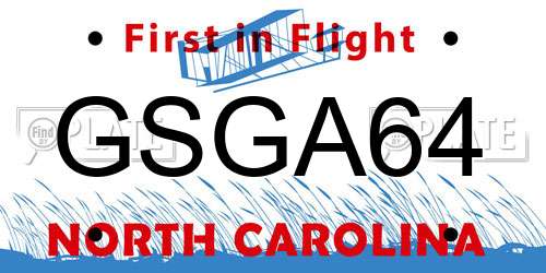 GSGA64 North Carolina License Plate