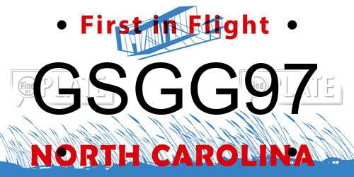 GSGG97 North Carolina License Plate