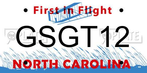 GSGT12 North Carolina License Plate