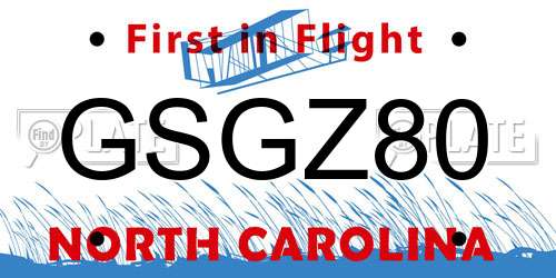 GSGZ80 North Carolina License Plate
