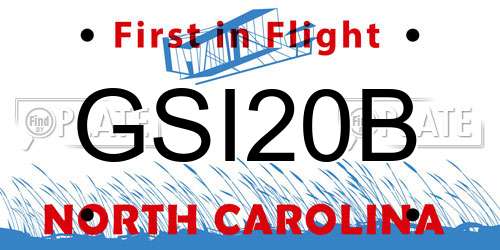 GSI20B North Carolina License Plate