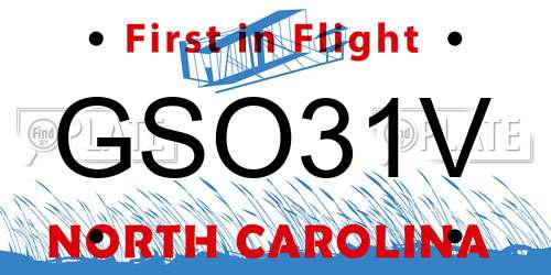GSO31V North Carolina License Plate