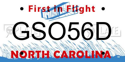 GSO56D North Carolina License Plate