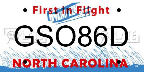 GSO86D North Carolina License Plate