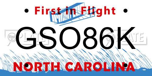 GSO86K North Carolina License Plate