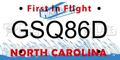 GSQ86D North Carolina License Plate