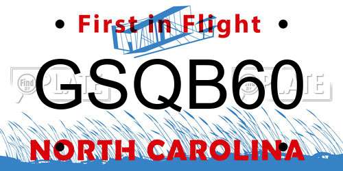GSQB60 North Carolina License Plate