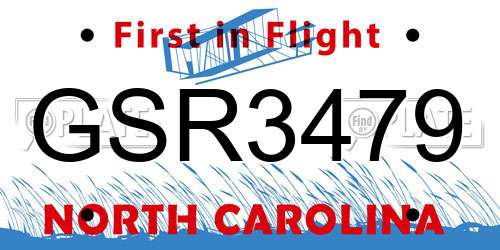 GSR3479 North Carolina License Plate
