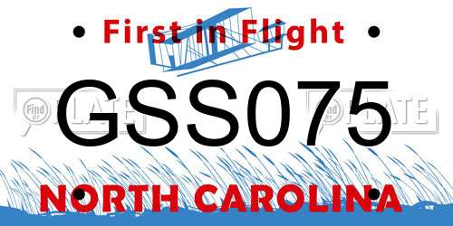 GSS075 North Carolina License Plate