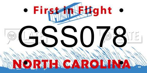 GSS078 North Carolina License Plate